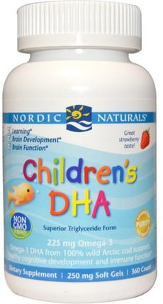 Childrens DHA, Strawberry, 360 Soft Gels by Nordic Naturals, 兒童健康，補充兒童 HK 香港