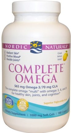 Complete Omega, Lemon, 1000 mg, 180 Soft Gels by Nordic Naturals, 健康 HK 香港