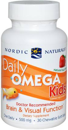 Daily Omega Kids, Natural Fruit Flavor, 500 mg, 30 Chewable Soft Gels by Nordic Naturals, 兒童健康，補充兒童 HK 香港