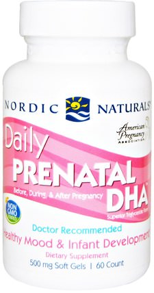 Daily Prenatal DHA, 500 mg, 60 Soft Gels by Nordic Naturals, 健康，懷孕 HK 香港