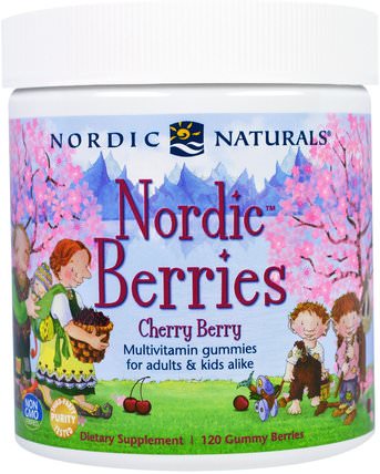 Nordic Berries, Cherry Berry, 120 Gummy Berries by Nordic Naturals, 維生素，多種維生素，多種維生素 HK 香港