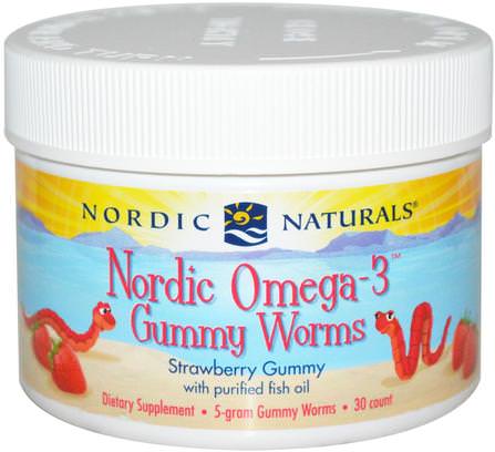 Nordic Omega-3 Gummy Worms, Strawberry Gummy, 30 Count by Nordic Naturals, 健康 HK 香港