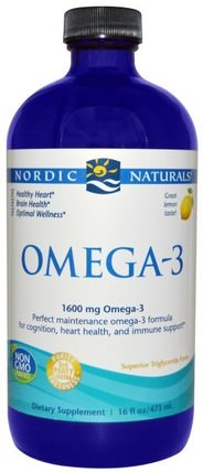 Omega-3, Lemon, 1560 mg, 16 fl oz (473 ml) by Nordic Naturals, 健康 HK 香港