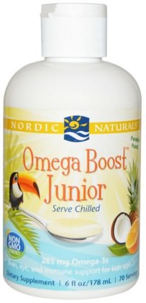 Omega Boost Junior, Paradise Punch, 6 fl oz (178 ml) by Nordic Naturals, 兒童健康，補充兒童 HK 香港