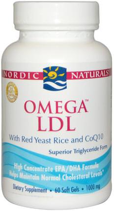 Omega LDL, with Red Yeast Rice and CoQ10, 1000 mg, 60 Soft Gels by Nordic Naturals, 補充劑，輔酶q10，紅曲米 HK 香港