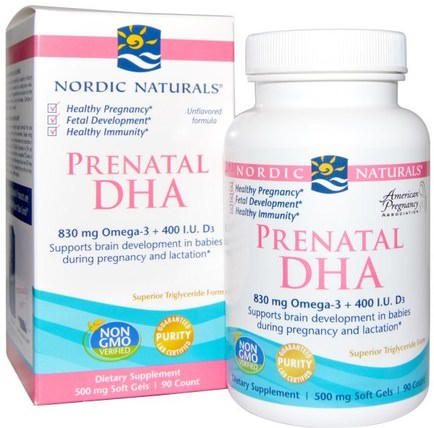Prenatal DHA, 500 mg, 90 Soft Gels by Nordic Naturals, 健康，懷孕 HK 香港
