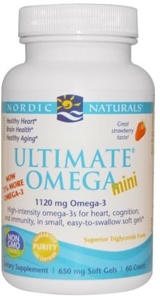 Ultimate Omega 2X, Strawberry, 1120 mg, 60 Mini Soft Gels by Nordic Naturals, 健康 HK 香港