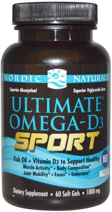 Ultimate Omega-D3 Sport, 1000 mg, 60 Soft Gels by Nordic Naturals, 維生素，維生素D3 HK 香港