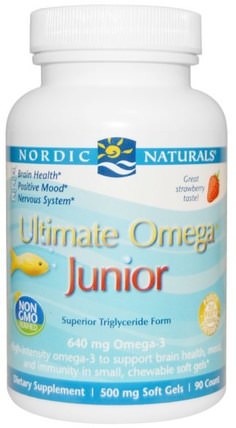 Ultimate Omega, Junior, 500 mg, 90 Chewable Soft Gels by Nordic Naturals, 健康 HK 香港