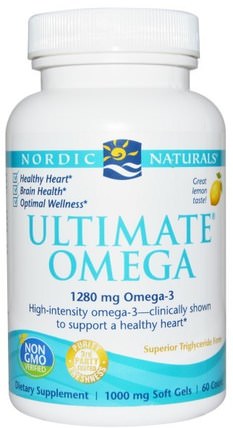 Ultimate Omega, Lemon, 1000 mg, 60 Soft Gels by Nordic Naturals, 健康 HK 香港
