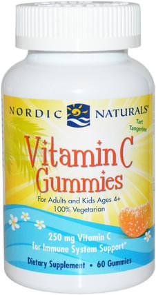 Vitamin C Gummies, Tart Tangerine, 250 mg, 60 Gummies by Nordic Naturals, 維生素，維生素c，維生素C gummies HK 香港