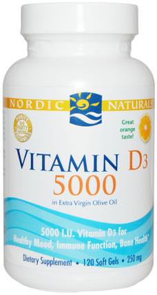 Vitamin D3 5000, Orange, 120 Soft Gels by Nordic Naturals, 維生素，維生素D3 HK 香港