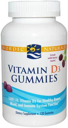 Vitamin D3 Gummies, Wild Berry, 1000 IU, 120 Gummies by Nordic Naturals, 維生素，維生素D3，維生素D gummies HK 香港