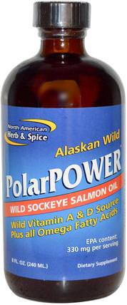 Alaskan Wild PolarPower, Wild Sockeye Salmon Oil, 8 fl oz (240 ml) by North American Herb & Spice Co., 補充劑，efa omega 3 6 9（epa dha），鮭魚油 HK 香港