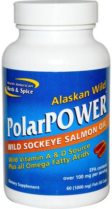 PolarPower, Wild Sockeye Salmon Oil, 60 Fish Oil Caps by North American Herb & Spice Co., 補充劑，efa omega 3 6 9（epa dha），鮭魚油 HK 香港