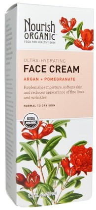 Argan + Pomegranate, 1.7 fl oz (50 ml) by Nourish Organic Face Cream, 美容，面部護理，皮膚類型正常至乾性皮膚，沐浴，摩洛哥堅果面部護理 HK 香港