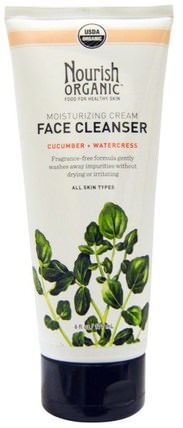 Cucumber + Watercress, 6 fl oz (177 ml) by Nourish Organic Moisturizing Cream Face Cleanser, 美容，面部護理，洗面奶 HK 香港