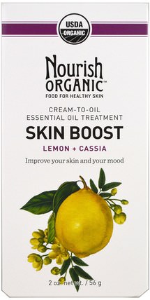 Lemon + Cassia, 2 oz (56 g) by Nourish Organic Skin Boost, 美容，抗衰老 HK 香港