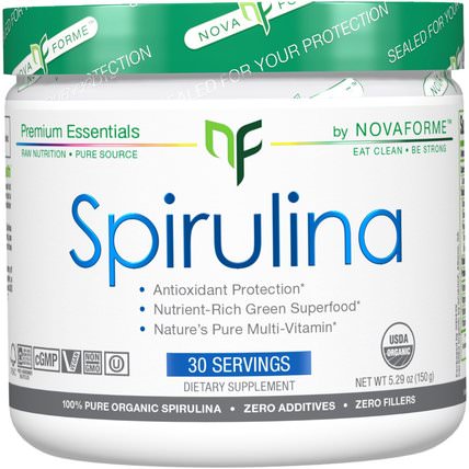 Certified USDA Organic Spirulina, 5.29 oz (150 g) by NovaForme, 補充劑，螺旋藻 HK 香港