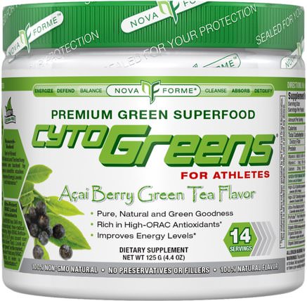 CytoGreens, High-ORAC Premium Green Superfood, Acai Berry Green Tea Flavor, 4.4 oz (125 g) by NovaForme, 補充劑，超級食品，orac抗氧化劑 HK 香港