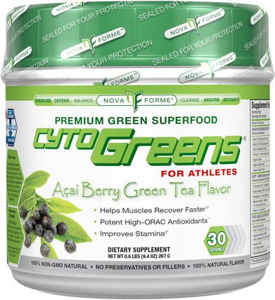 CytoGreens, Premium Green Superfood for Athletes, Acai Berry Green Tea Flavor, 9.4 oz (267 g) by NovaForme, 補充劑，超級食品，orac抗氧化劑 HK 香港