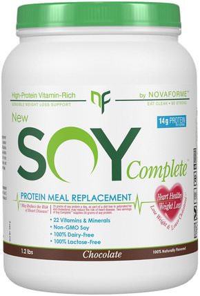 Soy Complete Protein Weight Loss Meal Replacement, Chocolate, 1.2 lbs by NovaForme, 大豆蛋白，補品，代餐奶昔 HK 香港