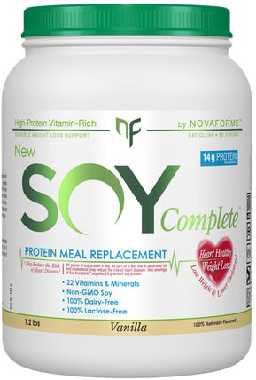 Soy Complete Protein Weight Loss Meal Replacement, Vanilla, 1.2 lbs by NovaForme, 補充劑，豆製品，大豆蛋白 HK 香港