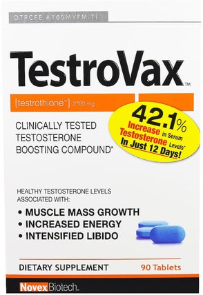 TestroVax, 2700 mg, 90 Tablets by Novex Biotech, 健康，男人，睾丸激素 HK 香港