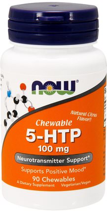 5-HTP, Chewable, Natural Citrus Flavor, 100 mg, 90 Chewables by Now Foods, 補充劑，5-htp，5-htp 100 mg HK 香港