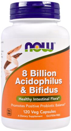 8 Billion Acidophilus & Bifidus, 120 Veggie Caps by Now Foods, 補充劑，益生菌，嗜酸乳桿菌 HK 香港
