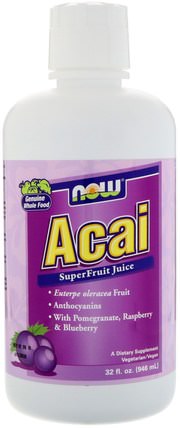 Acai SuperFruit Juice, 32 fl oz (946 ml) by Now Foods, 食品，咖啡茶和飲料，果汁，補品，巴西莓果汁提取物 HK 香港