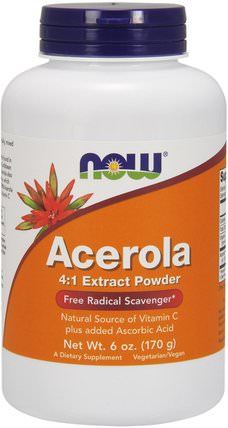 Acerola 4:1 Extract Powder, 6 oz (170 g) by Now Foods, 維生素，維生素c，維生素C acerola HK 香港