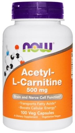 Acetyl-L Carnitine, 500 mg, 100 Veg Capsules by Now Foods, 補充劑，抗氧化劑，氨基酸 HK 香港
