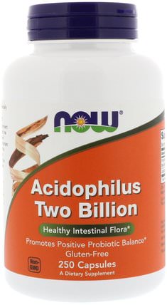 Acidophilus Two Billion, 250 Capsules by Now Foods, 補充劑，益生菌，冰冷藏產品 HK 香港