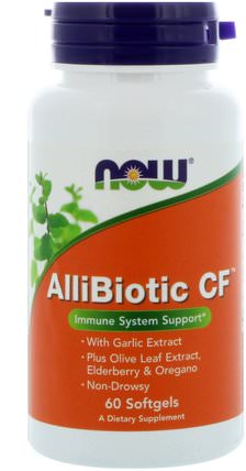 AlliBiotic CF, 60 Softgels by Now Foods, 補充劑，益生菌，穩定益生菌，健康，感冒和病毒，接骨木（接骨木） HK 香港