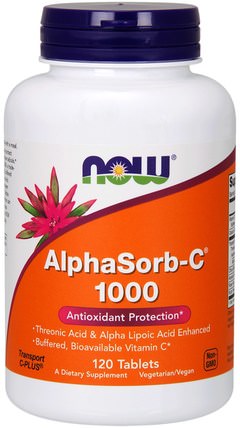 AlphaSorb-C 1000, 120 Tablets by Now Foods, 補充劑，抗氧化劑，維生素C，維生素C緩衝 HK 香港