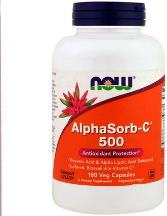 AlphaSorb-C 500, 180 Veggie Caps by Now Foods, 補充劑，抗氧化劑，α-硫辛酸，維生素，維生素c HK 香港