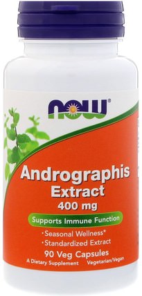 Andrographis Extract, 400 mg, 90 Veg Capsules by Now Foods, 補充劑，抗生素，穿心蓮 HK 香港