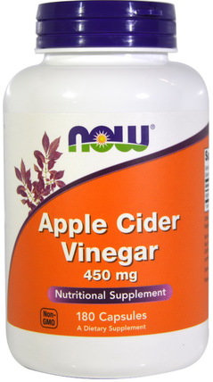 Apple Cider Vinegar, 450 mg, 180 Capsules by Now Foods, 補充劑，蘋果醋 HK 香港