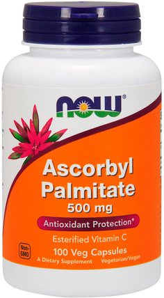 Ascorbyl Palmitate, 500 mg, 100 Veg Capsules by Now Foods, 維生素，維生素c，維生素c抗壞血酸棕櫚酸酯（c酯） HK 香港
