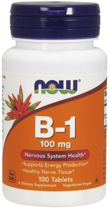B-1, 100 mg, 100 Tablets by Now Foods, 維生素，維生素b，維生素b1 - 硫胺素 HK 香港
