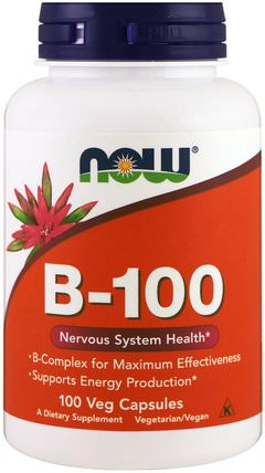 B-100, 100 Veg Capsules by Now Foods, 維生素，維生素B，維生素B複合物，維生素B複合物100 HK 香港