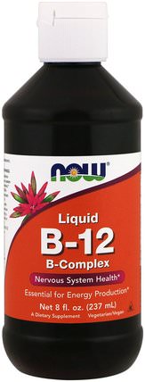 B-12, Liquid, B-Complex, 8 fl oz (237 ml) by Now Foods, 維生素液，維生素b，維生素b12，維生素b12 - 液體 HK 香港