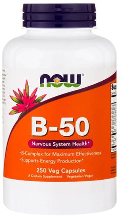 B-50, 250 Veg Capsules by Now Foods, 維生素，維生素b，維生素b複合物，維生素b複合物50 HK 香港