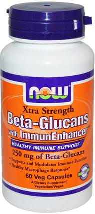 Beta-Glucans, with ImmunEnhancer, Extra Strength, 250 mg, 60 Veg Capsules by Now Foods, 補充劑，β-葡聚醣，感冒和病毒，落葉松（落葉松樹提取物） HK 香港