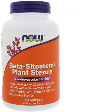 Beta-Sitosterol Plant Sterols, 180 Softgels by Now Foods, 補充劑，β-谷甾醇 HK 香港