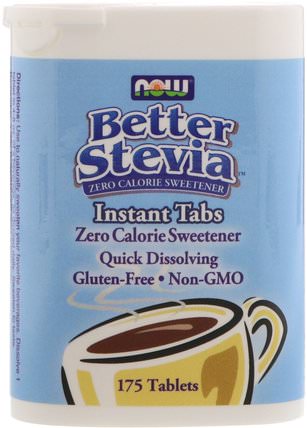 Better Stevia, Instant Tabs, 175 Tablets by Now Foods, 食物，甜味劑，甜葉菊片，現在食物甜葉菊 HK 香港