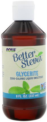 Better Stevia Liquid Sweetener, Glycerite, 8 fl oz (237 ml) by Now Foods, 食物，甜味劑，甜葉菊 HK 香港