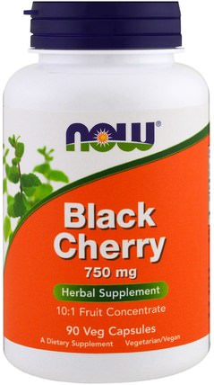 Black Cherry Fruit, 750 mg, 90 Veg Capsules by Now Foods, 美容，抗衰老，透明質酸 HK 香港