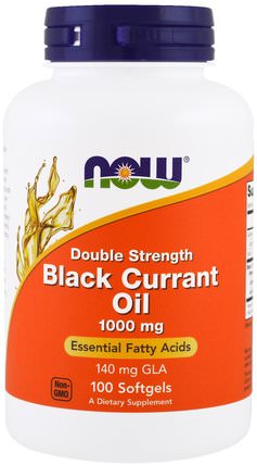 Black Currant Oil, Double Strength, 1000 mg, 100 Softgels by Now Foods, 補充劑，efa omega 3 6 9（epa dha），黑醋栗 HK 香港